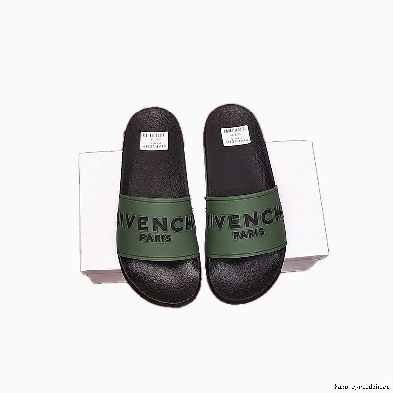 Givenchy Letter Print Minimalist Style Military Green Slide Sandals