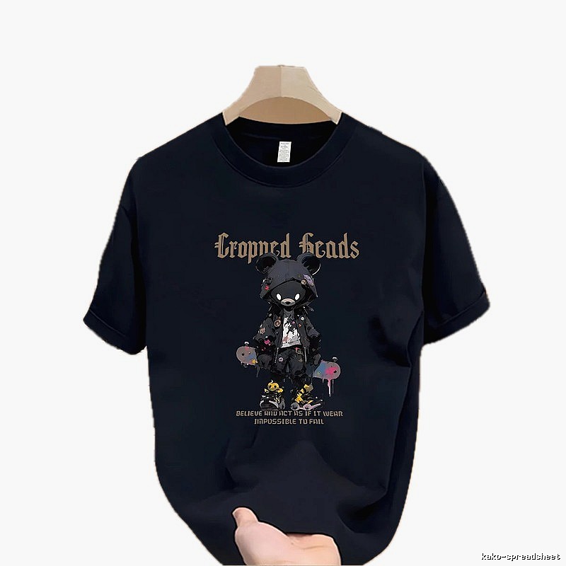 Gloomy Bear Streetwear Street-style Navy Blue Short-sleeve T-shirt