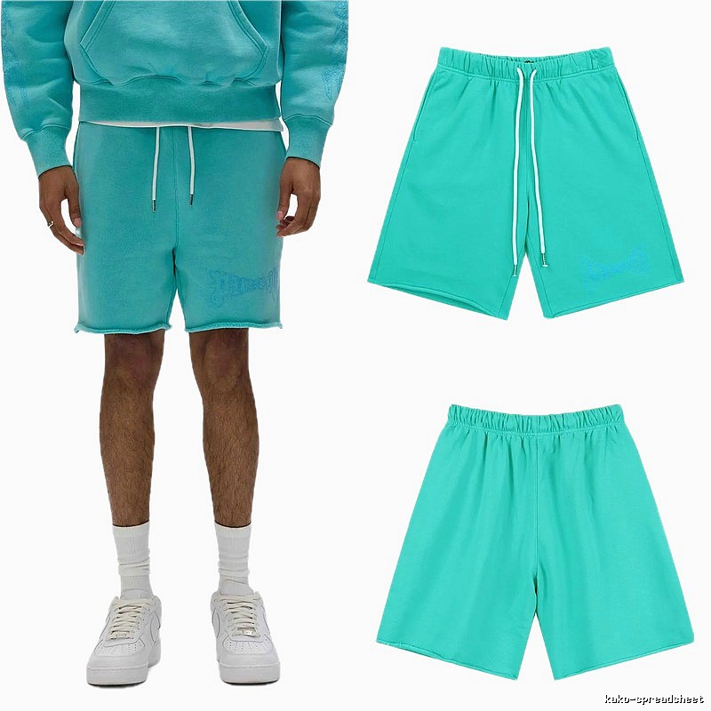 Godspeed Embroidered Street Style Lake Blue Casual Shorts