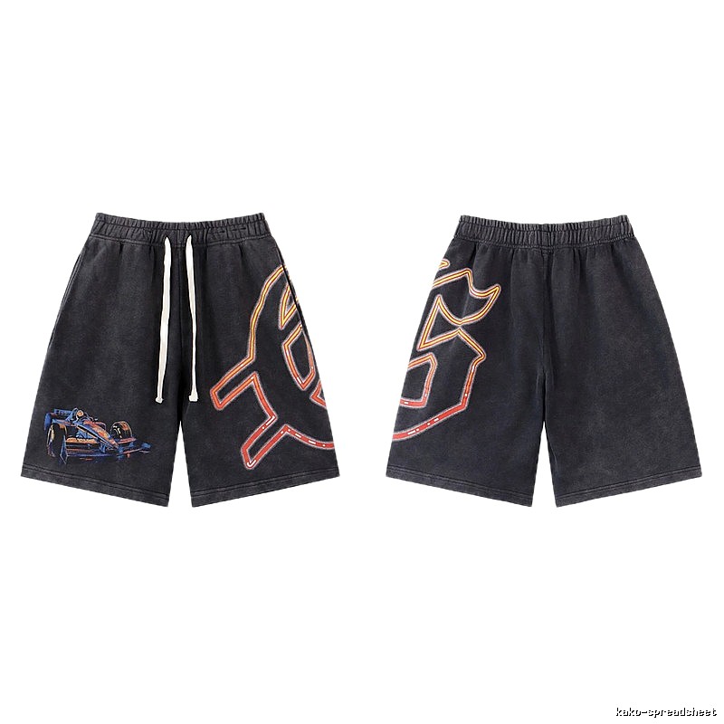 Godspeed Racing Print Street Style Charcoal Black Shorts