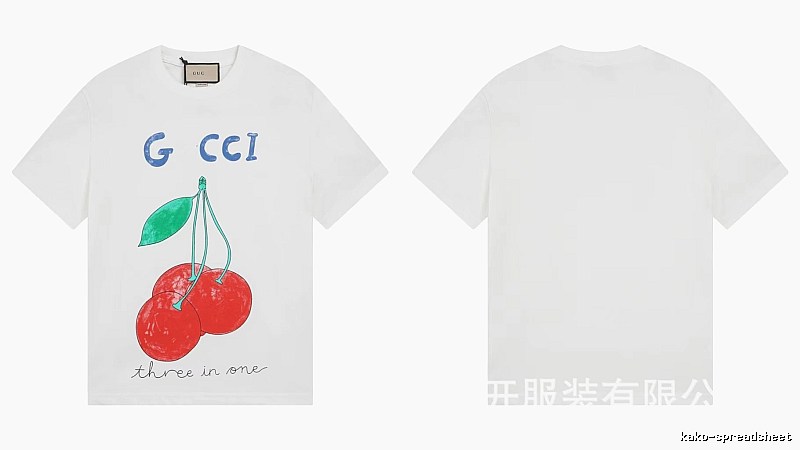 Gucci Cherry Print Casual Style White T-Shirt