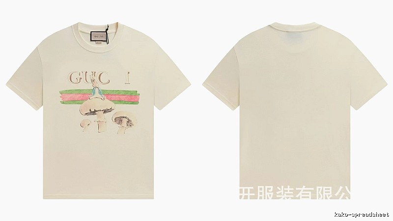 Gucci Co-branded Retro Style Off-white Printed T-Shirt