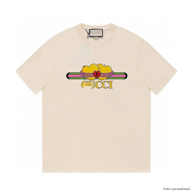 Gucci Double Heart Print Casual Style Off-White T-Shirt