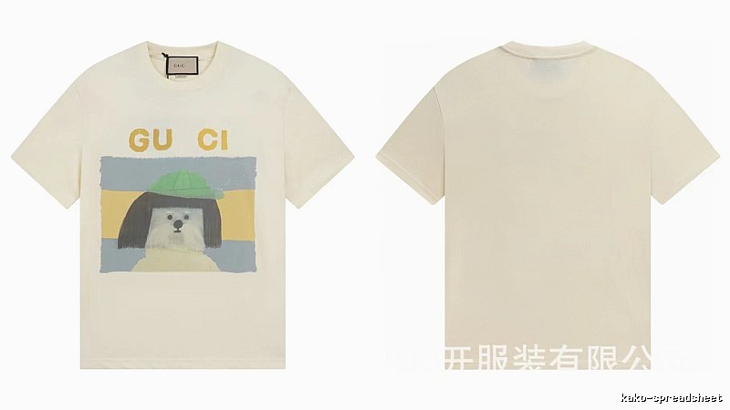 Gucci Puppy Print Casual Style Off-white T-shirt