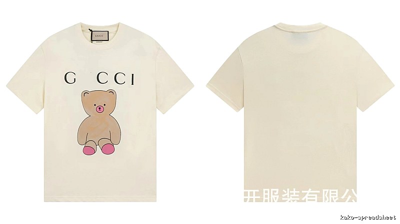 Gucci Teddy Bear Print Casual Style Off-White T-Shirt