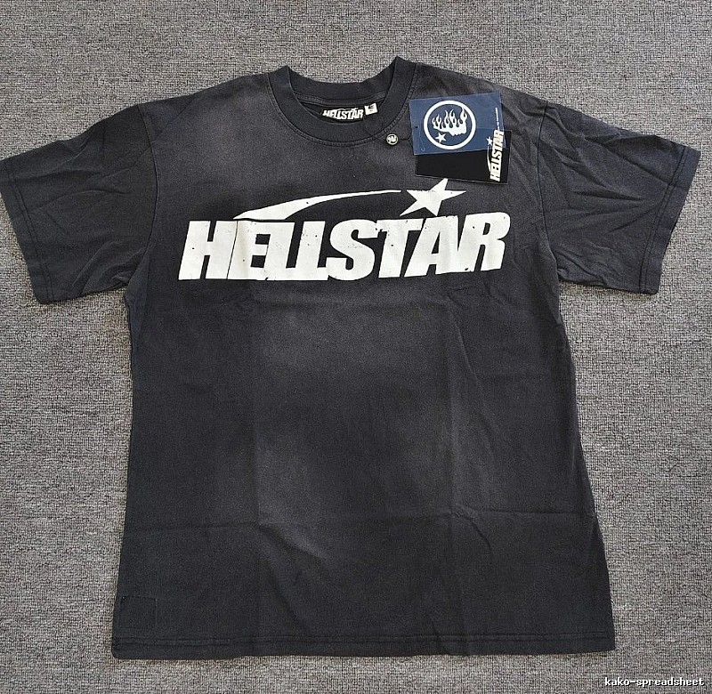 Hellstar Classic Logo Street Style Distressed Black T-Shirt