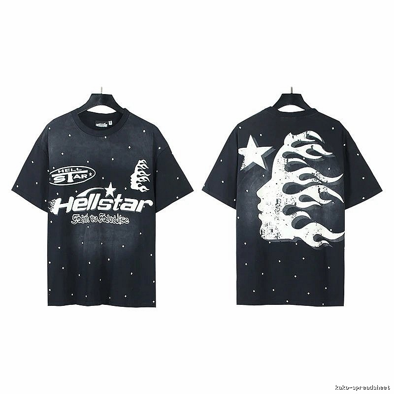 Hellstar Flame Print Street Style Black T-Shirt