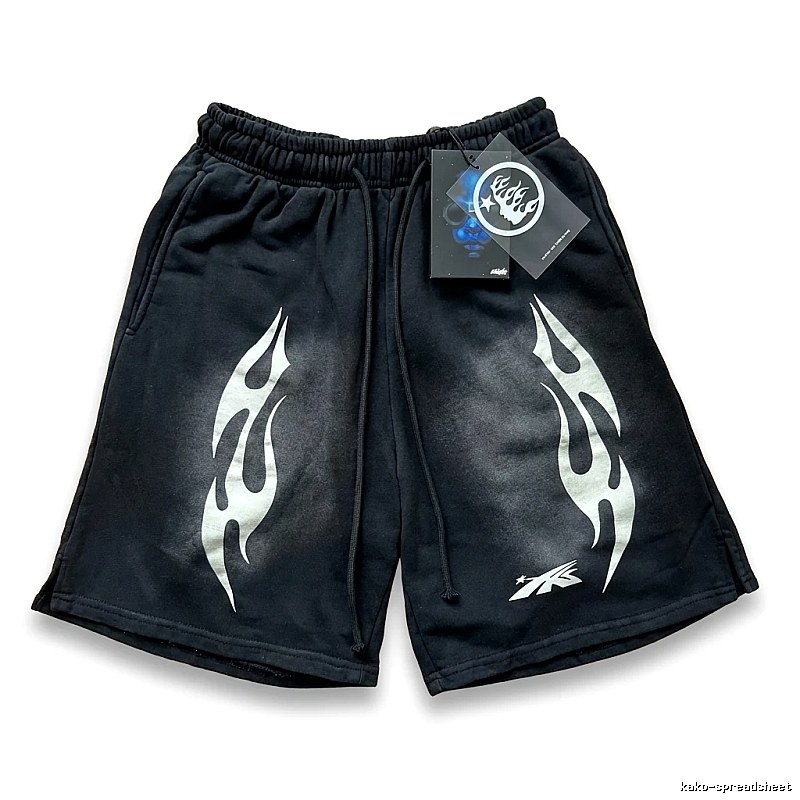 Hellstar Flame Wind Black Shorts