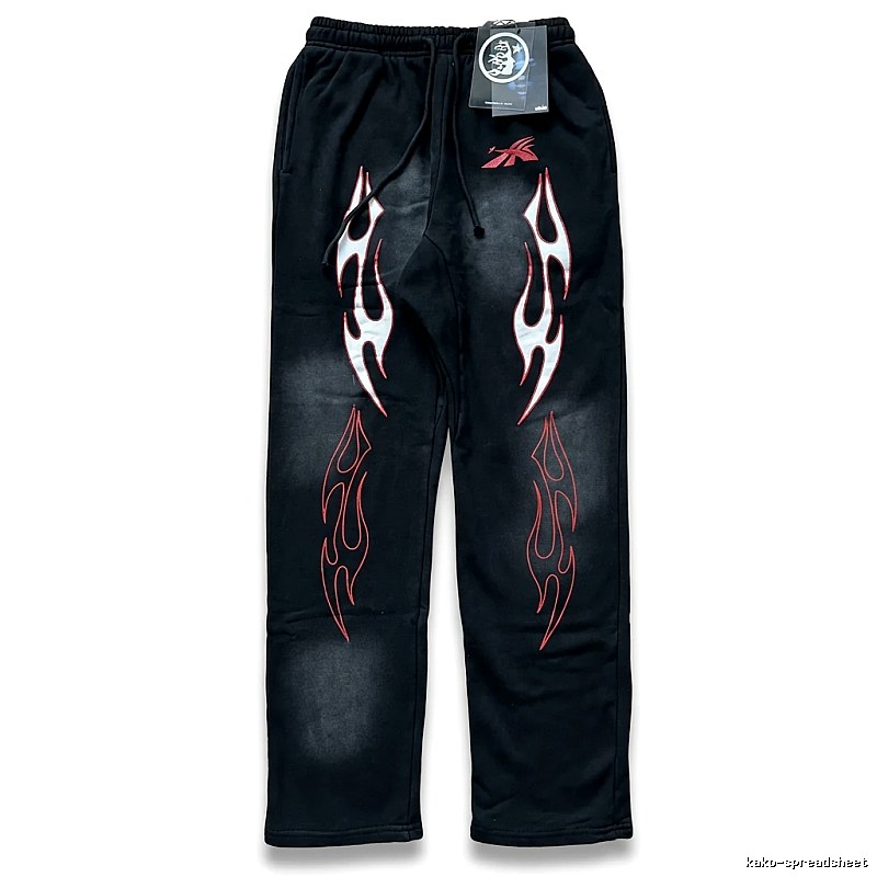 Hellstar Flame Wind Black Sweatpants