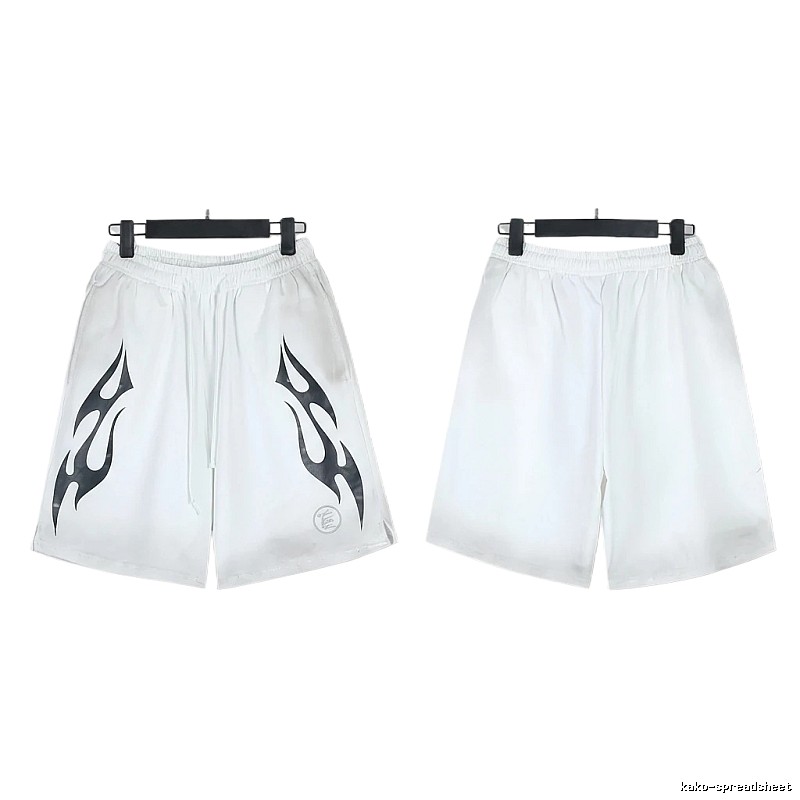 Hellstar Flame Wind White Shorts
