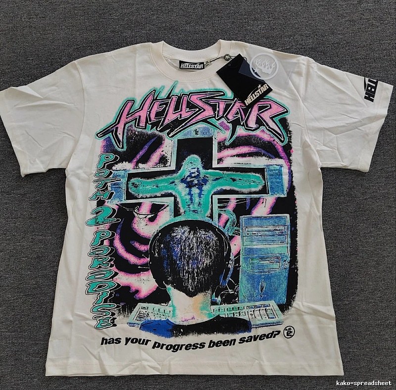 Hellstar Printed Y2K Street Style Off-white Short-sleeve T-shirt