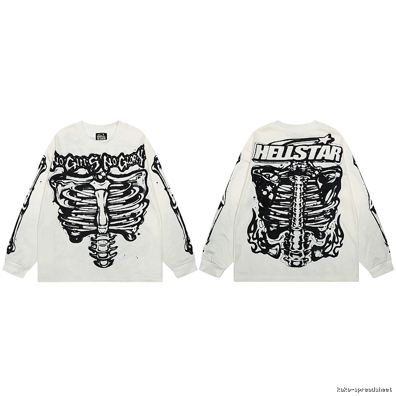 Hellstar Skull Print Dark Style Off-white Long Sleeve T-Shirt