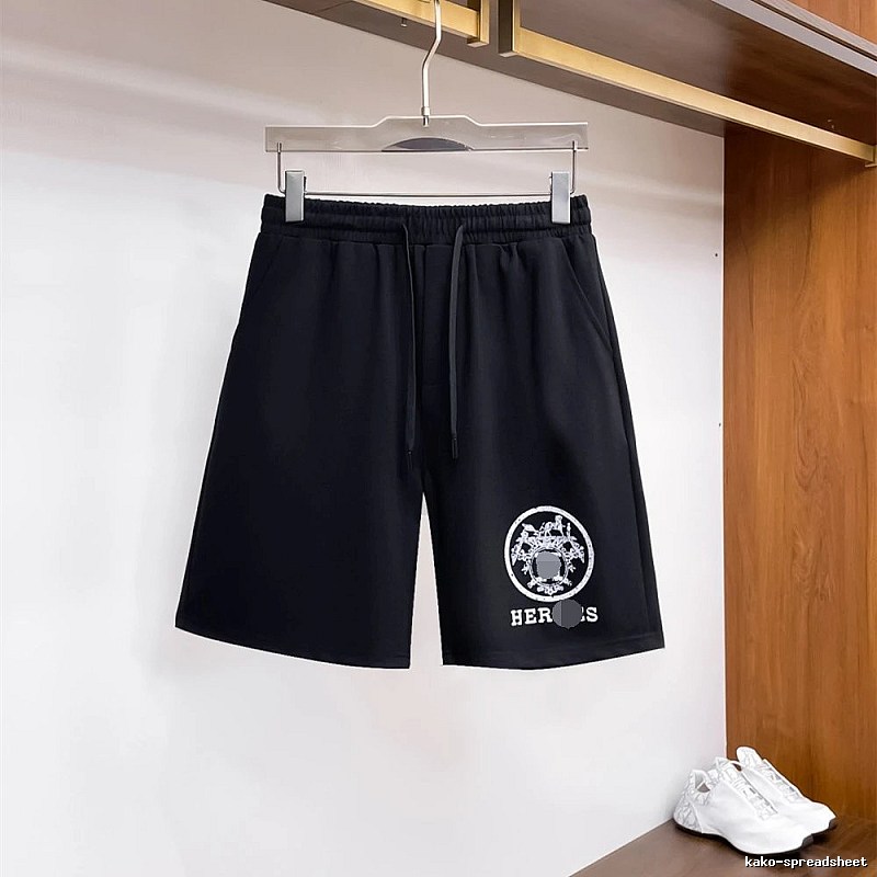 Hermès Logo Print Casual Style Black Shorts