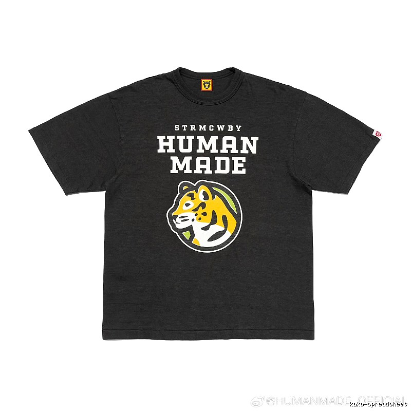 HUMAN MADE Tiger Head Print Vintage Style Black T-Shirt