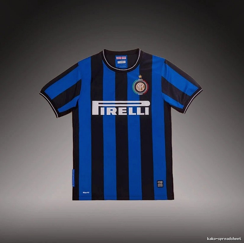 Inter Milan Monogram Brehme #3 soccer jersey Blue Black Striped for Layered Styling