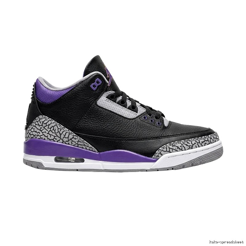Jordan AJ3 Black and Purple Retro Athletic Shoes