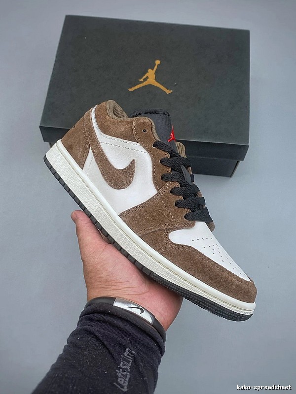Jordan Brown and White Low-Top Sneakers Defined by Everyday Court Profile