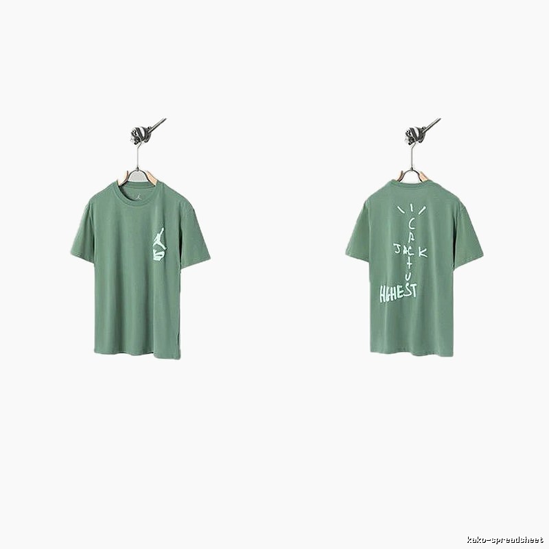 Jordan x Travis Scott Co-branded Street Style Pea Green T-Shirt