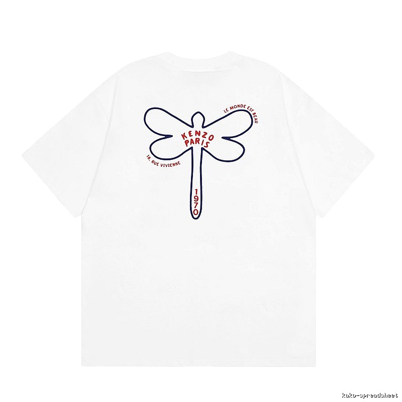 KENZO Dragonfly Print Casual White T-Shirt