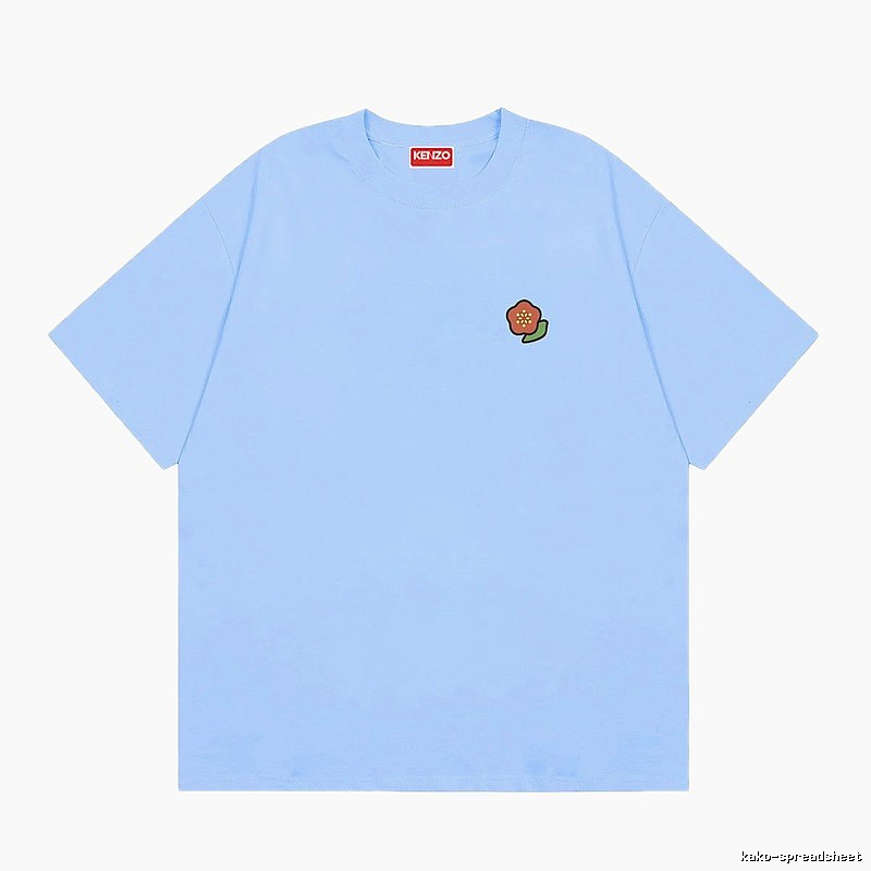 KENZO Embroidered Small Flower Casual Style Light Blue T-Shirt