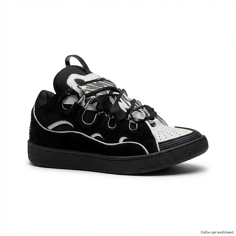 LANVIN retro-style black-and-white canvas shoes