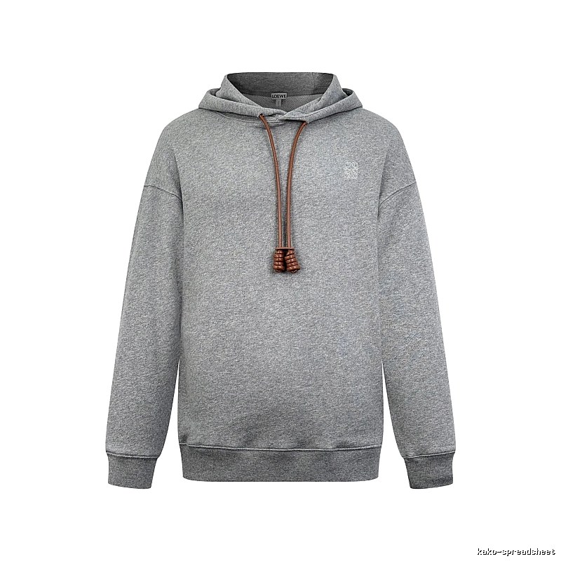LOEWE Gray Hoodie with Drawcord Detail Hoodie for Travel Look