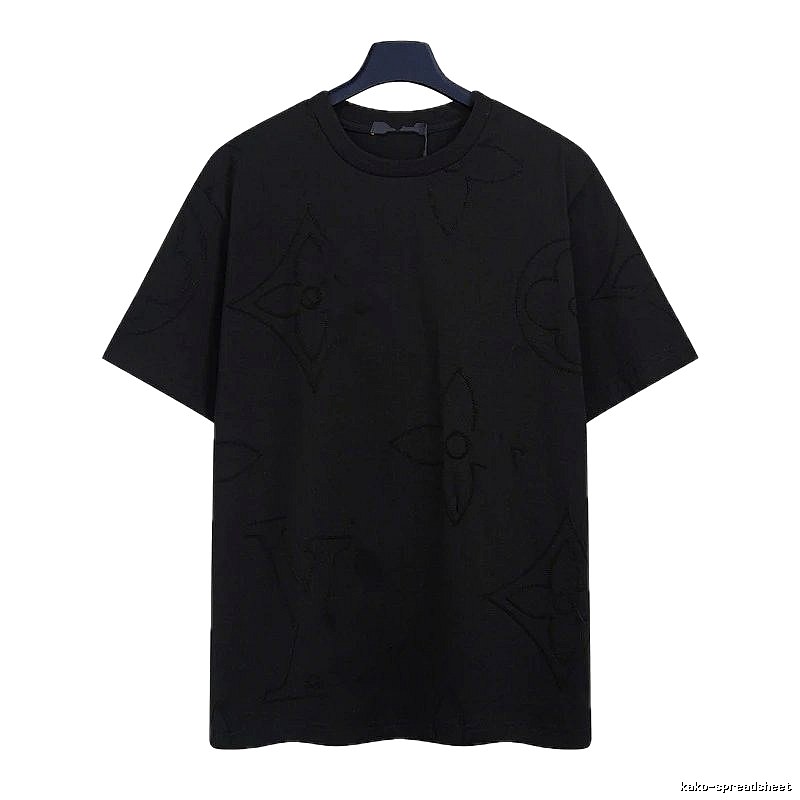 Louis Vuitton Embroidered Monogram Trendy Black T-Shirt