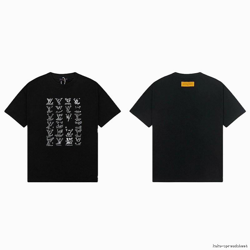 Louis Vuitton Graffiti Trend Style Black Short Sleeve T-Shirt