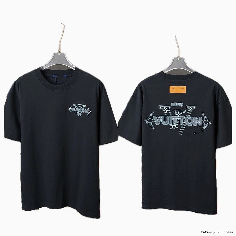 Louis Vuitton Letter Print Streetwear Style Black T-Shirt