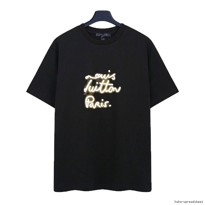 Louis Vuitton Trendy Handwritten Print Black T-Shirt