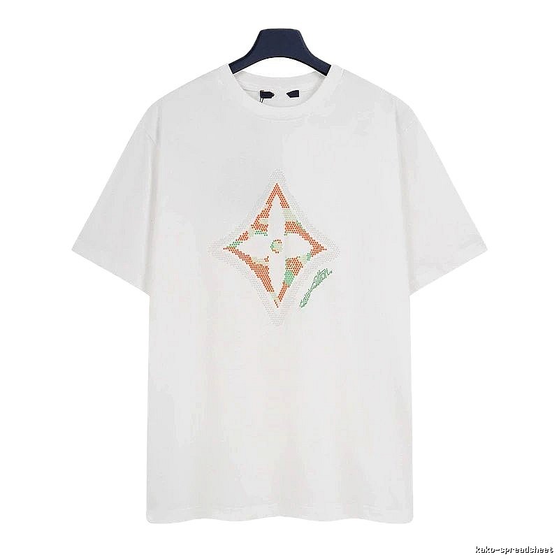 Louis Vuitton Trendy White T-Shirt with Diamond Print