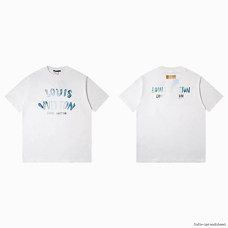 Louis Vuitton Watercolor Graffiti Style White T-Shirt