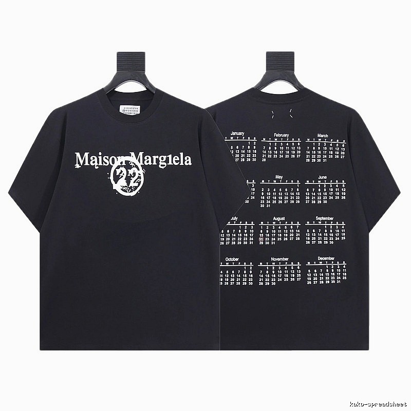 Maison Margiela Calendar Print Trendy Cool Black T-Shirt