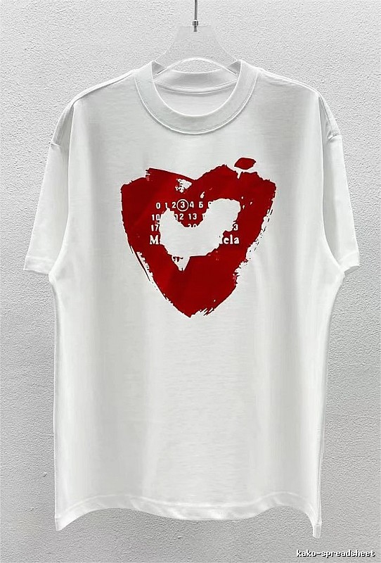 Maison Margiela Number & Heart Street Style White T-Shirt