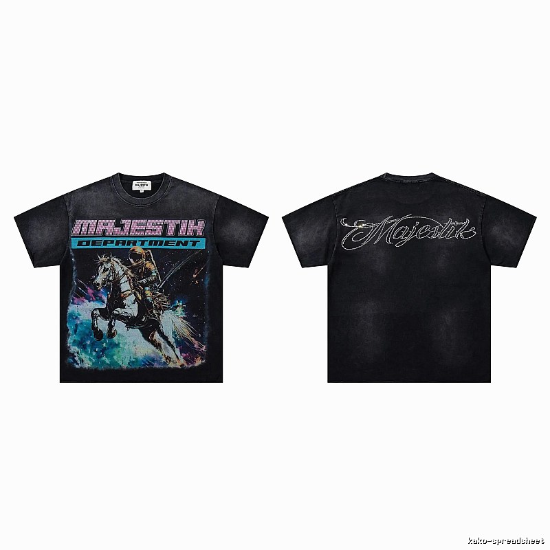 MAJESTIK Space Print Vintage Distressed Black T-Shirt