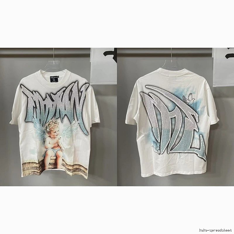 Mixed Emotion Angel Rhinestone Street-style White T-Shirt