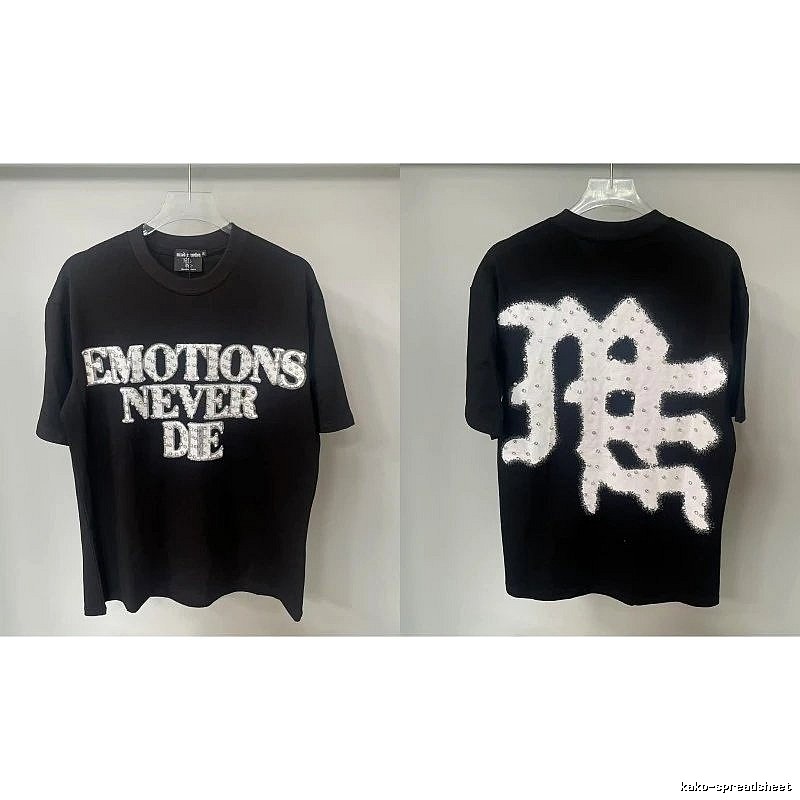 Mixed Emotion Rhinestone Street Style Black Short-sleeve T-shirt