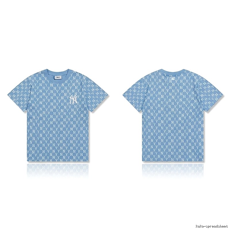 MLB full - print style light blue T - shirt