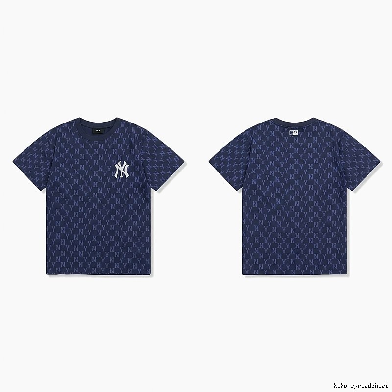 MLB full - print style navy blue T - shirt