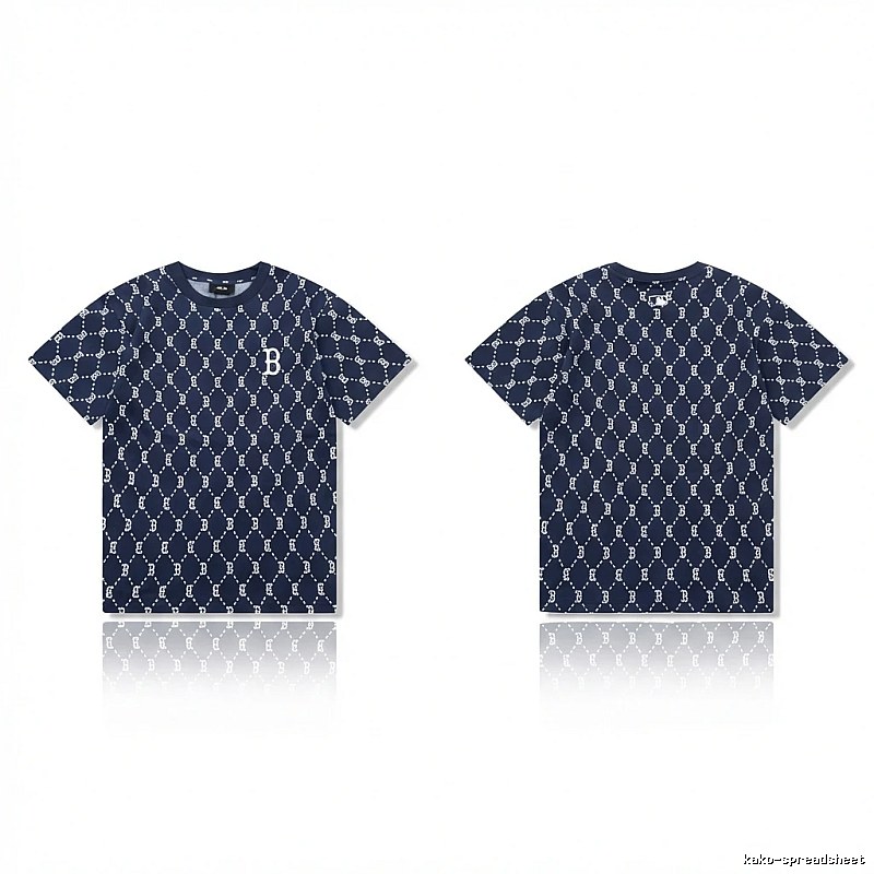 MLB full - printed style navy blue T - shirt