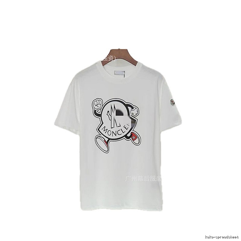 Moncler Cartoon Print Casual Style White T-Shirt