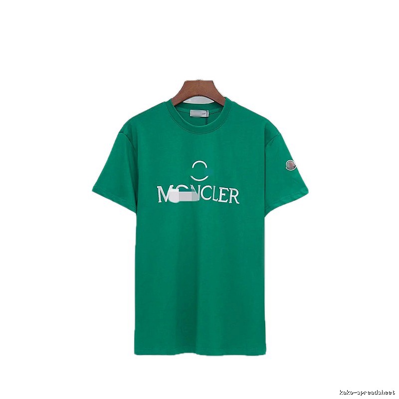 Moncler Embroidered Casual Style Green T-Shirt