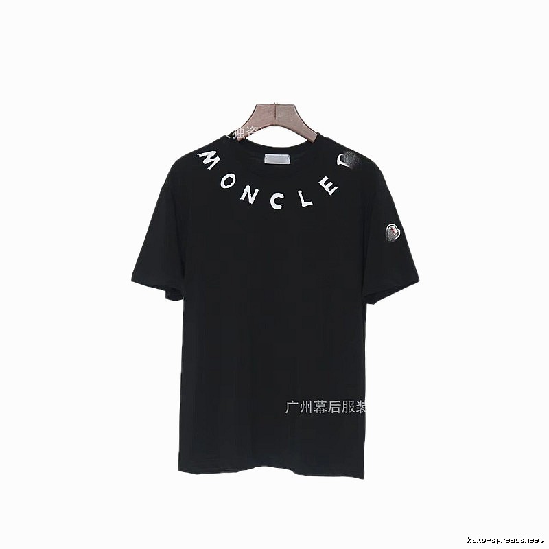 Moncler Letter Print Casual Style Black T-Shirt