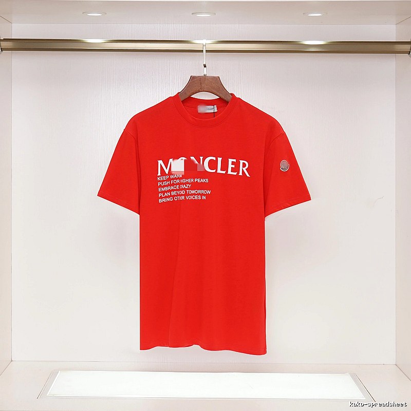Moncler Letter Print Casual Style Red T-Shirt