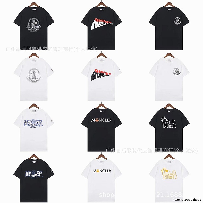 Moncler Logo Printed Trendy Black & White Short-Sleeve T-Shirt