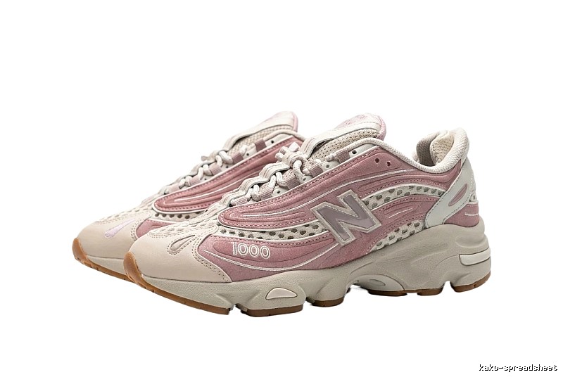 New Balance 1000 retro style pink and white shoes