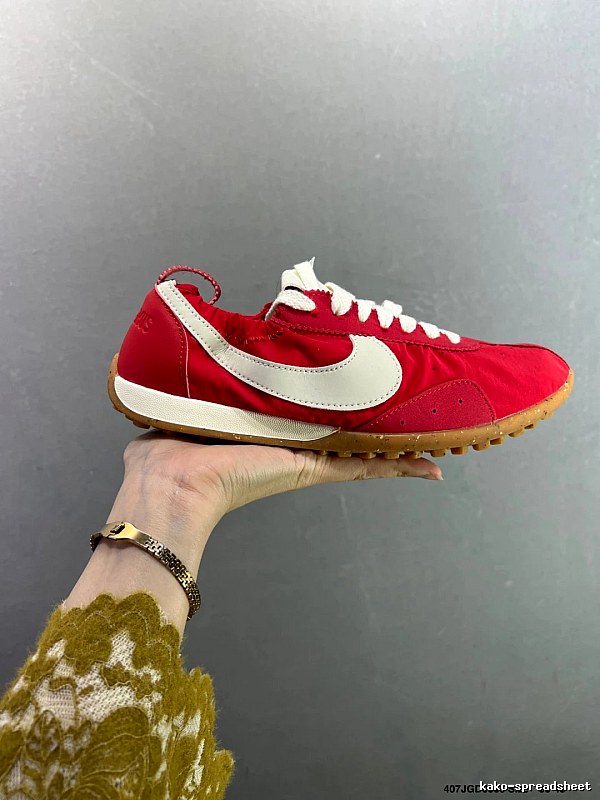 Nike Waffle-Sole Runners in Red, Finished with Clean Lace Cage