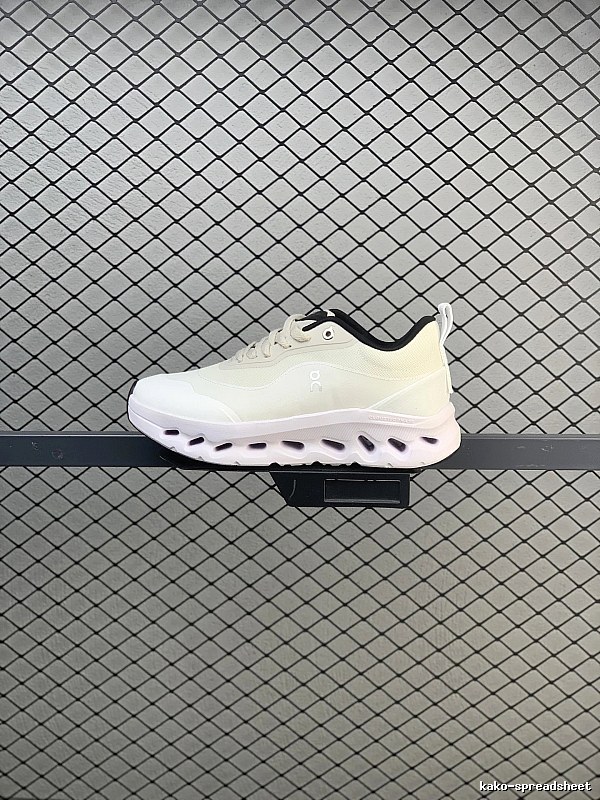 On Cloud Runners in White and Black, Finished with Layered Mesh Upper