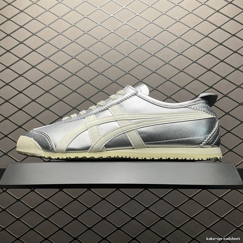 Onitsuka Tiger Low-Top Sneakers, Classic Lace-Up in Silver and Cream