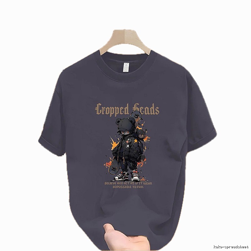 Original Streetwear Brand Skate Bear Street Style Charcoal Gray T-shirt